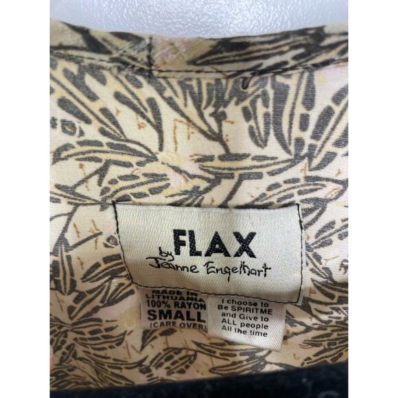 Vintage FLAX Joanne Engelhart Tunic Blouse Botanical Leaves Vtg Cream Brown‎ S - Picture 7 of 11